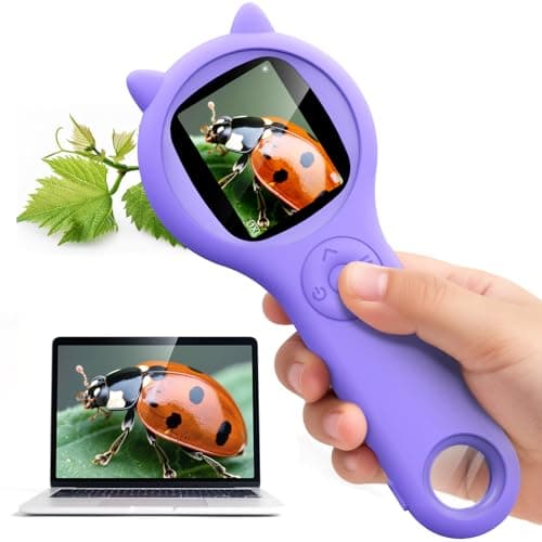 Microscope for Kids - Electronic Handheld Magnifying Glass for Children-STEM Outdoor Science Kit for Summer Travel & Camping Toy,Birthday Gifts Toys for 5-8 9-12 Year Old Girls（Purple） - Image 1