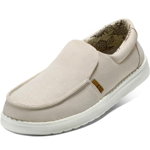 STQ Slip on Canvas Loafers for Women's Arch Support Sneakers Comfortable Orthopedic Shoes for Foot Pain Relief Taupe Size 6 - Image 1