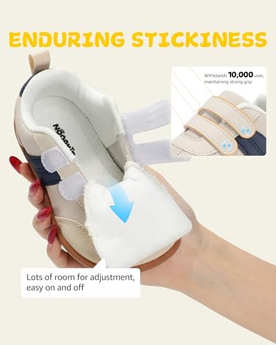 noorkiz Toddler Wide Toe Box Shoes, Boys and Girls Barefoot First Walking Shoe Kids Fashion Sneaker Non-Slip Zero Drop Comfortable Beige Blue Toddler 11 - Thumbnail 6