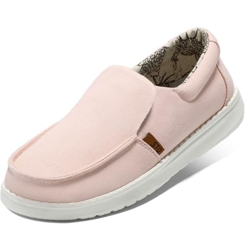 STQ Women Slip on Loafers Plantar Fasciitis Relief Breathable Orthopedic Comfy Sneakers Pink Champagne Size 9.5 - Image 1