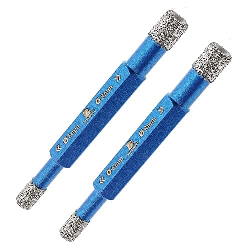 Dry Diamond Tile Drill Bit - BRSCHNITT 2pcs 6/8mm 1/4",5/16" Double-Ended Diamond Hole Saw for Porcelain Tile Ceramic Stone Granite Marble,Hex Shank Drilling - Image 1