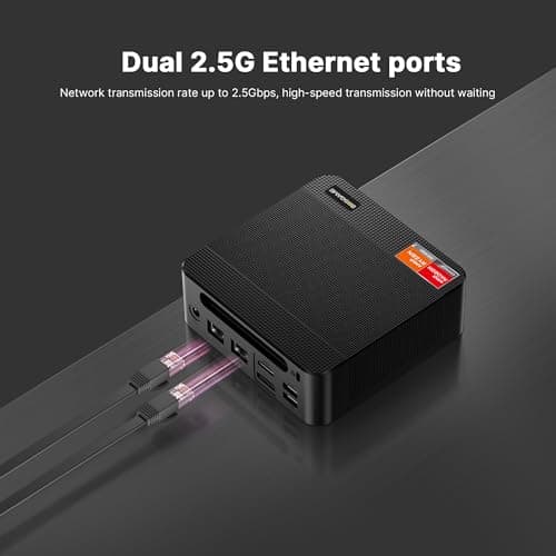 BOSGAME P4 Ultra Mini PC, AMD Ryzen 7 7730U (up to 4.5GHz), 16GB DDR4, 1TB PCIe SSD Mini Desktop Computer, Dual LAN 2.5G & Wi-Fi 6E & BT5.2, 4K Triple Display, for Home, Office, Gaming - Thumbnail 5