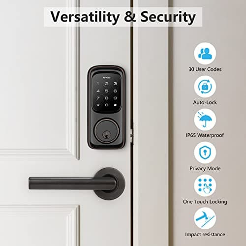 Revolo Keyless Entry Door Lock with Touchscreen Keypads, Electronic Keypad Deadbolt for Front Door, ANSI Grade 2 Certified, All-Metal Construction, Auto Lock, Easy to Install, Oil-Rubbed Bronze - Thumbnail 2