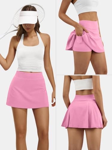 AFFOLE Pink Skirt Women Tennis Golf Skorts Athletic High Waisted with Pockets Inner Shorts Workout Pleated Pickleball 2026 - Thumbnail 4