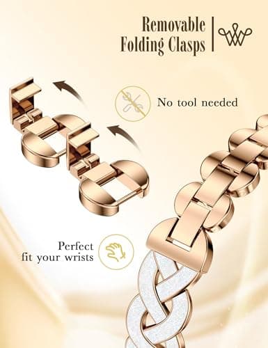 Wearlizer Metal Band Compatible with Apple Watch Bands Women 42/44/45/46/49mm, Dressy Enamel Stainless Steel Bracelet Celtic Knot Strap for iWatch Series 11 10 9 8 7 6 5 4 SE/Ultra 3 2 1 - Thumbnail 3