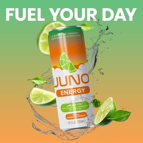 JUNO ENERGY Limeade Still Energy Drink - Sugar Free, 125mg Organic Caffeine from Green Coffee Beans, Hydrating with Stevia, Organic Lime Juice - Vegan, Gluten Free, 12 Pack - Thumbnail 6
