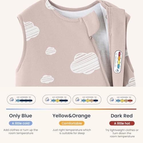 kaiya baby Baby Sleep Sack 18-36 Months 1.0 Tog Sleeveless Sleep Sack Organic Cotton, Regulating Camel Wool Blend Wearable Blanket for Infants 2-Way Zipper Quilted Sleeping Sacks,Gifts for Baby - Thumbnail 6