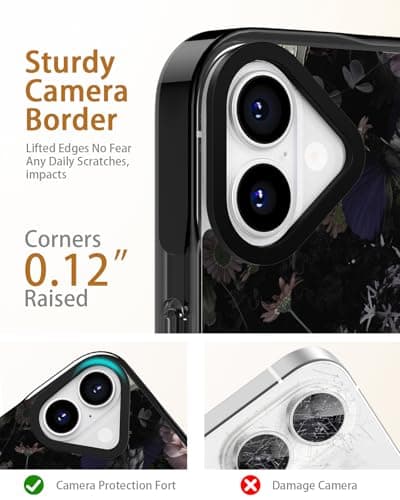 Sholbrak Designed for iPhone 16 Plus Case Cute Floral Garden Flower Protective Phone Case Cover 6.7" Screen Protector + Camera Lens Protector【2X Military Grade Drop Tested / 6.6ft Drop Protection】 - Thumbnail 5