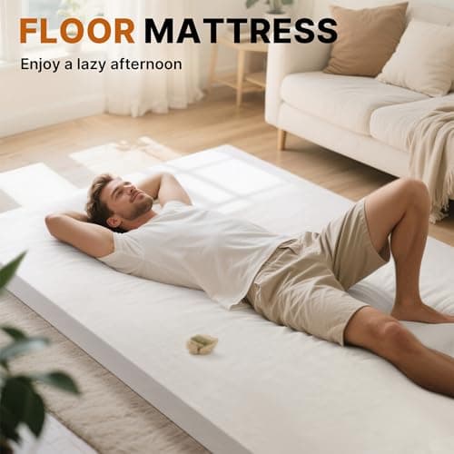 Floor GAIALOOP Memory Foam Car Camping Bed Glamping Roll Up Futon Mattress, Japanese Floor Sleeping Mat Camp Cot Mattress Pad Travel Guest Side Sleepers [Twin XL: 80 * 38 * 3''] - Thumbnail 4