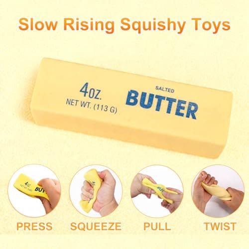 Butter Squishy, Butter Slow Rising Squishy, Butter Stick Squeeze Balls for Stress Relief, Soft Pressure Sensory for Adults, Squeeze Toys (2Pcs, Butter Stick) - Thumbnail 3