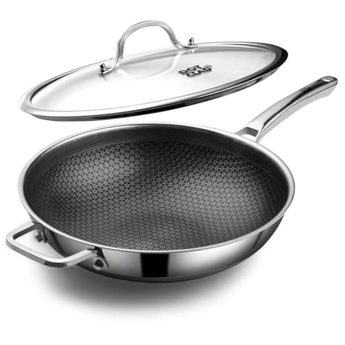 DOTCLAD Wok pan,Hybrid 13 inch Wok with Lid, PFOA Free Cookware,non stick Stainless Steel Woks & Stir-fry pans Nonstick, Dishwasher and Oven Safe, Works on Induction - Image 1