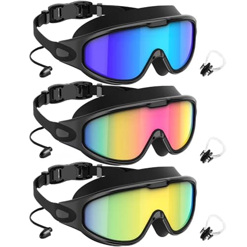 NSSIW Goggles Swimming Adult Swim-Goggles: Wide View with UV400 Protection Anti Fog No Leak for Men and Women 3 Pack