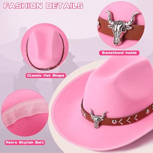 PARTTELY Western Outfits for Women Cowgirl Tassel Sleeveless Vest Cowboy Hat and Paisley Bandana （pink） - Thumbnail 5