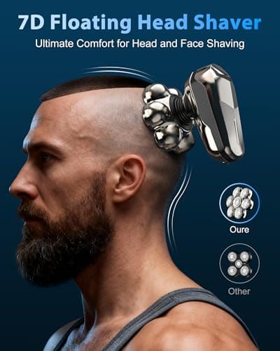 Head Shaver for Bald Men, 7D Floating Rotary Shaver with LED Display, Detachable Electric Shavers Rechargeable 2-Speed Modes Motor IPX7 Waterproof Dry/Wet Electric Razor, Gift for Dad Husband - Thumbnail 2