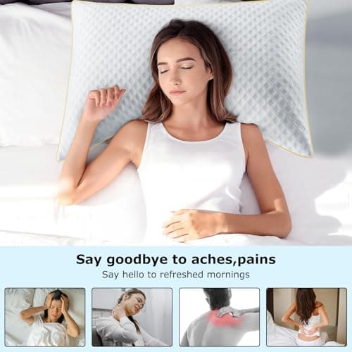 Sofslee King Size Pillows Set of 2 for Neck and Shoulder Pain, Adjustable Firmness Shredded Memory Foam Pillow King for Side Sleeper, Cooling Curved Kingsize Pillows with Washable Cover - Thumbnail 5