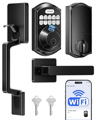 TEEHO TE012W-H WiFi Fingerprint Door Locks for Front Door, Matte Black