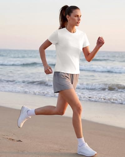 G4Free Shorts Sleeve Tops for Women Casual Workout Crew Neck Tee Shirts Relaxed Fit Soft Smooth Athletic Yoga Gym Tee Tops (Pure White,XXL) - Thumbnail 3