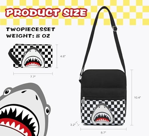 WOOMADA 2pcs Canvas Bag Crossbody Purses Cross Body Bag Messenger Bag CrossBody Purse Set(Shark Night) - Thumbnail 3