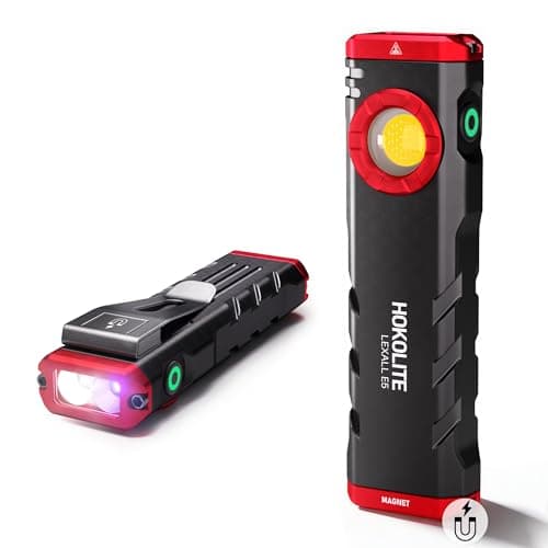 lexall E5 EDC Flashlight with 365nm UV Light, 1600 Lumens Rechargeable Pocket COB Work Light, Dual Magnetic Base & Clip, USB-C Mini Flashlight for Inspection, Camping & Emergency (1, Ruby Red) - Image 1