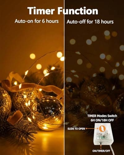 LightSeek 6 Pack, Fairy Lights Battery Operated, 7FT 20 LED String Lights with 6/18H Timer, Battery Twinkle Lights for Wedding Event Party Supplies Christmas Decor Indoor Outdoor, Warm White - Thumbnail 4