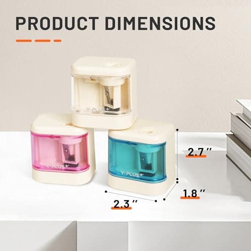 YPLUS Electric Pencil Sharpener for Kids, Super Portable Small Colored Pen Sharpeners, Automatic Mini Sharpener for Classroom,Stocking Stuffers for Kids Toddler - White - Thumbnail 3