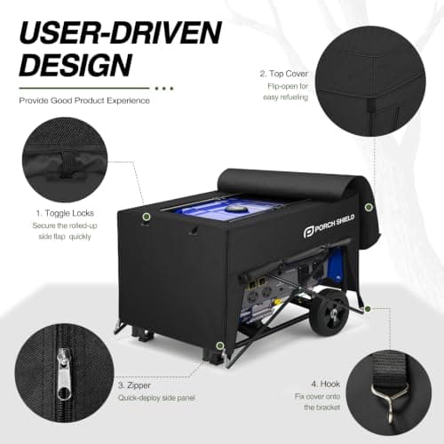 Porch Shield Generator Covers Running - Heavy Duty Waterproof Generator Rain Tent Shelter for 3500-12000 Watt, Black - Thumbnail 3