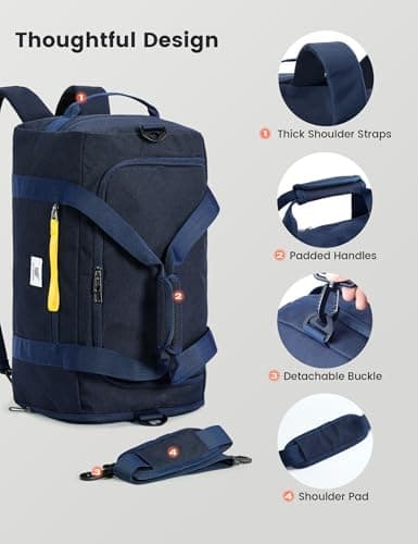 SKYSPER Gym Bag Men Women - 40L Sports Bag Duffle Backpack with Shoe Compartment Wet Pocket for Fitness,Sport,Travel & Workout(Navyblue) - Thumbnail 6