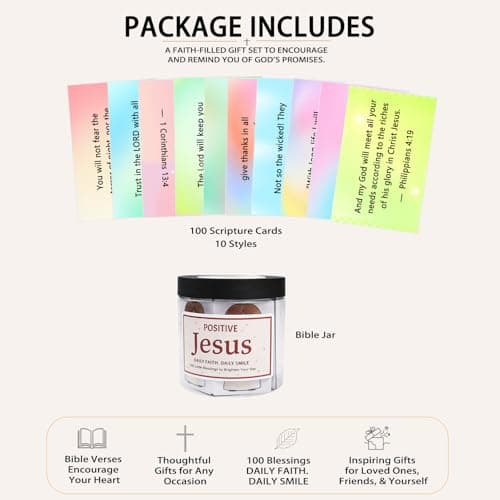 Bible Verse Jar, 100 Inspirational Scripture Cards, Christian Gifts for Women Men Mom Dad Friend Teacher, Birthday Gifts for Women, Christmas Stocking Stuffers - Thumbnail 3