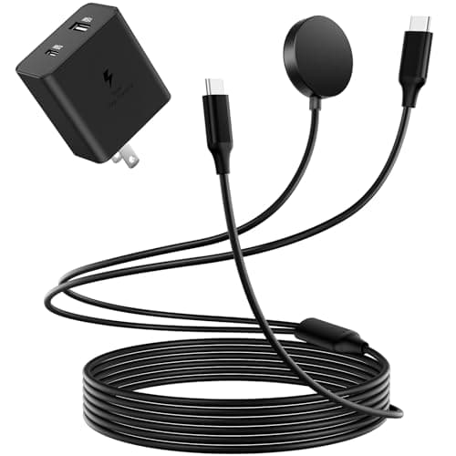 Comvin Compatible with 2 in 1 Samsung Watch Charger,5FT 25W Dual Port Wall Charger Fast Charging Block for Galaxy Watch 8/8 Classic/7/6/6 Classic/5 Pro/5/4/4 Classic/3/Active2/1,Galaxy S25 Note/Z Fold - Image 1