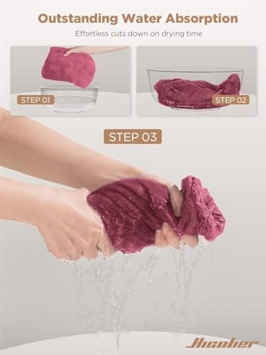 Hicober Microfiber Hair Towel, Hair Turbans for Wet Hair, Drying Hair Wrap Towels for Curly Hair Women Anti Frizz, 3 Packs (Plum,Navy,Aqua Green) - Thumbnail 6