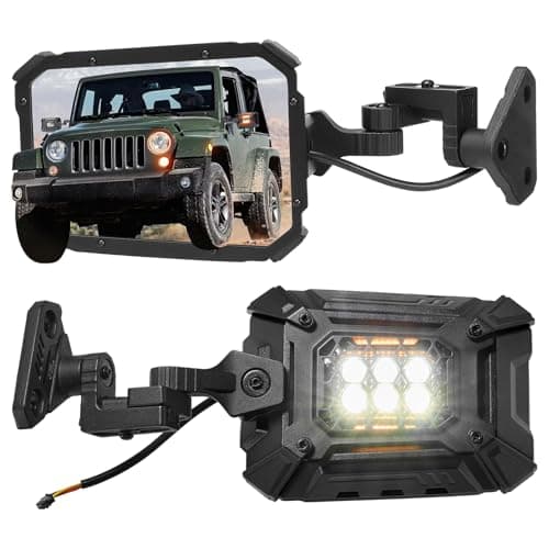 JOYTUTUS Wrangler Side Mirrors Doors Off or Doors On with Turn Light Compatible with Wrangler TJ JK & Unlimited 1997-2018, Plug-Play Lighting, Wider View No Vibrate & Wobble, Collision-Safe Design
