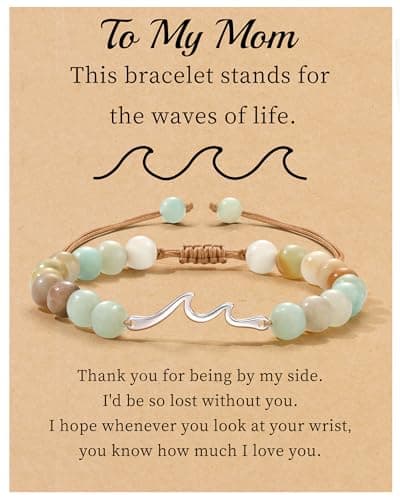 Sistble Mothers Day Gifts for Mom, To My Mom Bracelet from Daughters Jasper Beaded Bracelets Natural Stone Birthday Retirement Gifts for Women Jewelry - Image 1