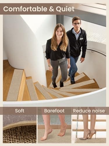 Stair Treads for Wooden Steps Indoor, Peel and Stick Stair Tread,Stair Runners, Non-Slip Carpet Stair-Treads for Kids, Elders & Pets, Machine Washable, Reusable(15PCS,30"x8",Beige) - Thumbnail 6
