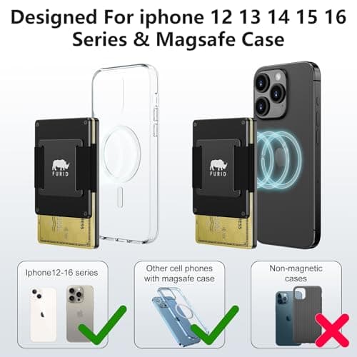 Magnetic Card-Wallet Compatible with Apple MagSafe: Slim Wallet with Cash Strap for iPhone 16/15/14/13/12 Series Pro Max, Minimalist Wallet - Thumbnail 2