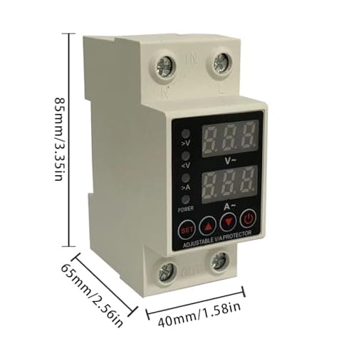 63A Smart Voltage Protector, Adjustable Over Voltage & Low Voltage Cut Off, LCD Screen, Delay Time Setting, Voltage Output Stabilizer for Home Office Appliance, DIN Rail Mountable - Thumbnail 2