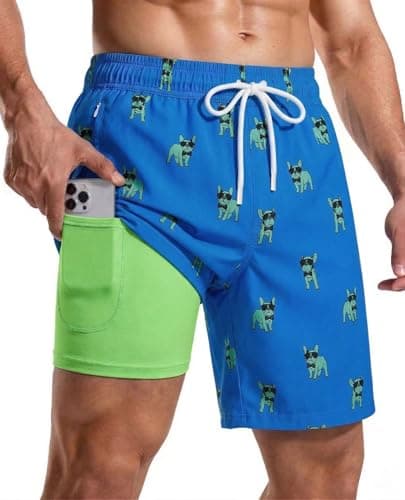 CoozySphere 7 Inch Swim Trunks Swimsuits Board Shorts Compression Liner Quick Dry 2 in 1 Beach Swimwear for Men S - Image 1