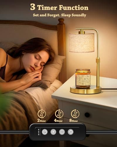 Candle Warmer Lamp with Timer Dimmer, Height Adjustable Candle Wax Warmer Candle Lamp for Jar Candles with 2 Bulbs, House Warming Gift for Home Room Decor, Birthday Gifts for Women Mom (Gold) - Thumbnail 2