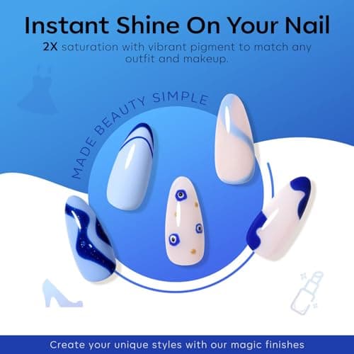 modelones Blue Gel Nail Polish Set 6 Colors, 2026 Spring Pastel Royal Navy Sky Icy Klein Blue Glitter Gel Polish Kit Light to Dark Shades Soak Off All Seaones Nail Art Gel Salon DIY Manicure Gift - Thumbnail 2