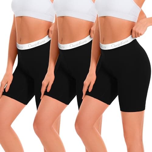 CleainKorte Womens Boy Shorts Underwear Cotton Anti Chafing Boxers Briefs High Waisted Boyshorts Panties Strech 3 Pack Black S - Image 1