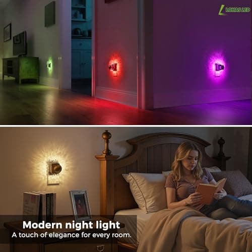 L LOHAS LED Shell Night Light, Night Lights Plug into Wall, Color Changing Nightlight RGB, Light Sensor, Plug in Night Light Home Decor for Kids Gifts, Holiday, Hallway Bedroom Kids Room, 1 Pack - Thumbnail 4