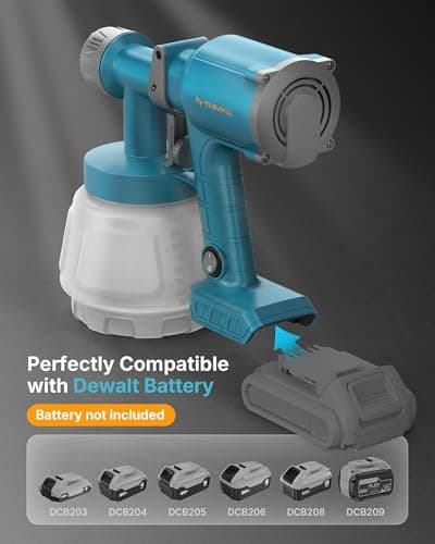 Tilswall Cordless Paint Sprayer Compatible with Dewalt 20V Battery (Battery Not Included), Portable Spray Paint Gun with 33.8 fl oz Container, 3 Spray Modes for House Fence Wall Wood Furniture - Thumbnail 2