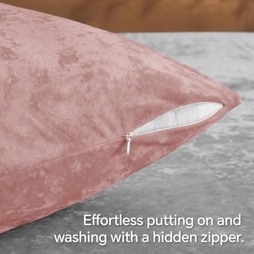 BEDELITE Velvet Body Pillow Cover with Zipper, Soft and Plush 20x54 Long Pillow Case, Velvety Smooth and Cozy Body Pillow Pillowcase for Bedroom and Couch, for All Seasons(Dusty Pink) - Thumbnail 3