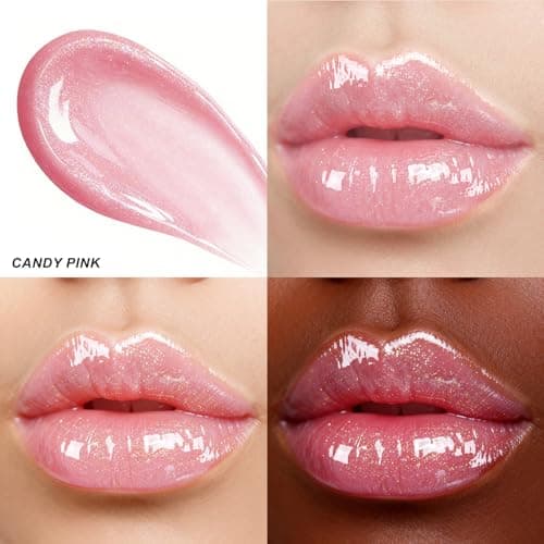 HECI BEAUTY Glitter Lip Gloss, Hydrating High Shine Lipgloss for Women, Non-Sticky Plumping Lip Oil with Vitamin E, Long Lasting Shimmer Finish for Daily Makeup, Candy Pink 0.21 fl oz - Thumbnail 6