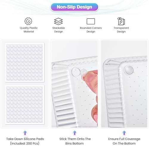 Okylvve 47 PCS Clear Plastic Drawer Organizer Set - 4 Sizes Makeup Organizer Desk Drawer Divider Bathroom Organizers and Storage Bins for Makeup, Jewelry, Gadgets, Office, Kitchen, Bedroom, Bathroom - Thumbnail 4