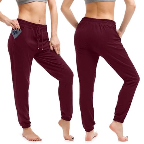 Walifrey Womens Joggers with Pockets, Drawstring Sweatpants Women for Lounging Jogging Gym and Workout Red,1 Pack Red S - Thumbnail 2