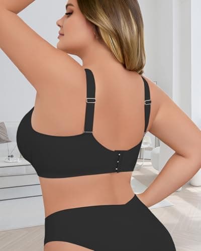 LIIJOO Women Seamless Wireless Bra – Comfortable Soft Supportive Push Up Bra for Women, No Wire Smooth Lounge Underwear for Everyday Wear, Breathable Stretch Fabric（Black, 4XL Plus Size） - Thumbnail 2