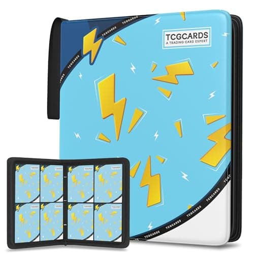 Trading Card Binder 4 Pocket, Card Binder 400 Pockels Card Book Holder Cards with 50 Removable Sleeves, 3-RingZip Design MTG/TCG/Sport Collectible Trading Card Albums Gifls for Boys and Girls (Blue) - Image 1