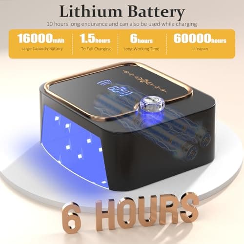 TCHMCITY 288W Cordless Nail Lamp, Rechargeable UV Light for Gel Nails with Unique Knob & Full LCD Display Screen, Portable Wireless UV LED Nail Lamp, Fast Curing Gel Nail Polish for Salon & Home Use - Thumbnail 6
