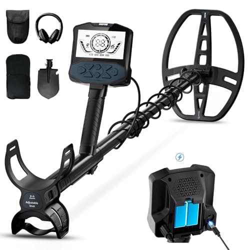 SUNPOW Rechargeable Metal Detector for Adults, IP68 Waterproof 11" Double D Coil, Professional High Accuracy Gold Detector with Large Backlit LED Display for Beach, Field, Garden - Image 1