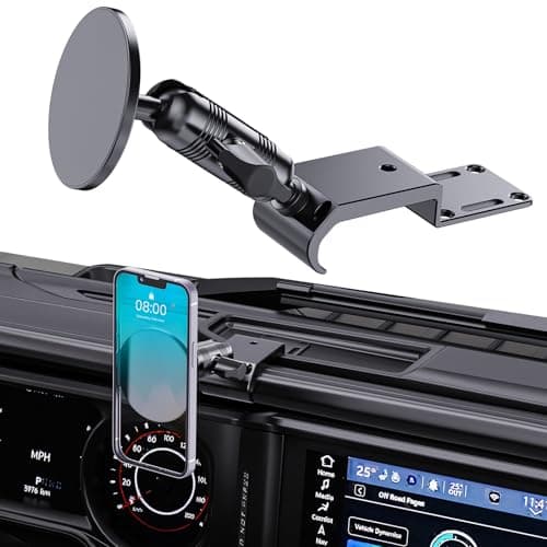 DIAMOOKY Upgraded Metal Phone Mount for Jeep Wrangler JL JLU 2024-2026 and Gladiator JT 2024-2026 Magnetic Dash Cell Phone Holder No-Drill Factory Bolt Dual Ball Rock-Solid, Driver Side (Not for 4xe)